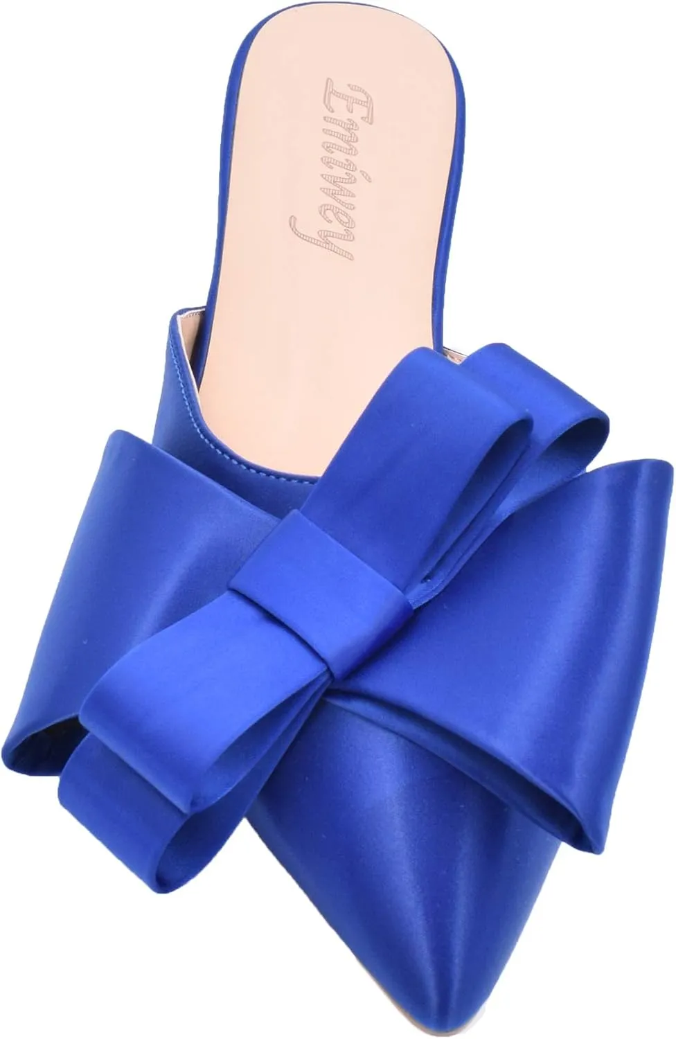 Pointed Toe Bow-Knot Flat Backless Slip On Slide Mules for Women