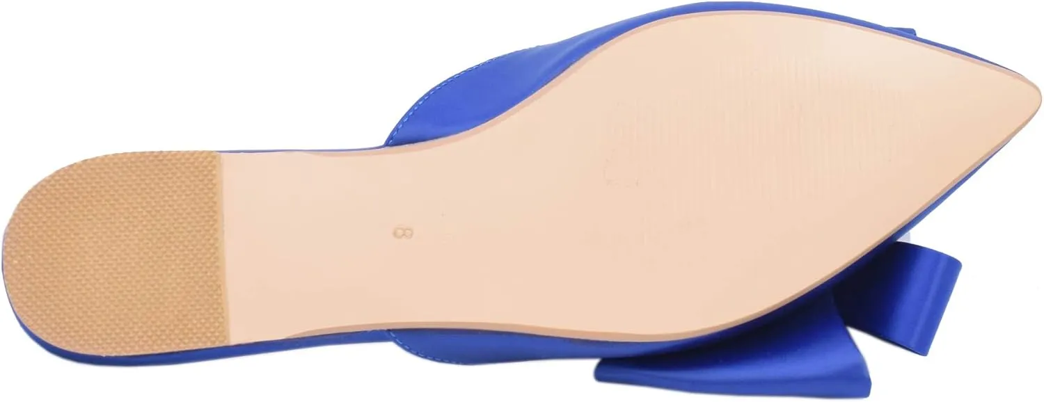 Pointed Toe Bow-Knot Flat Backless Slip On Slide Mules for Women