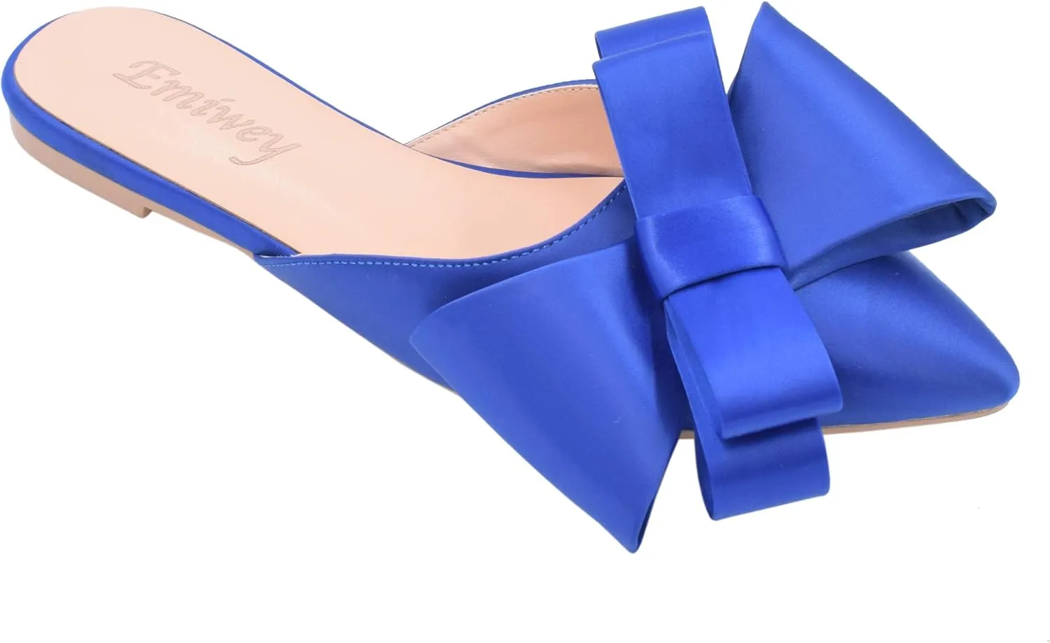 Pointed Toe Bow-Knot Flat Backless Slip On Slide Mules for Women