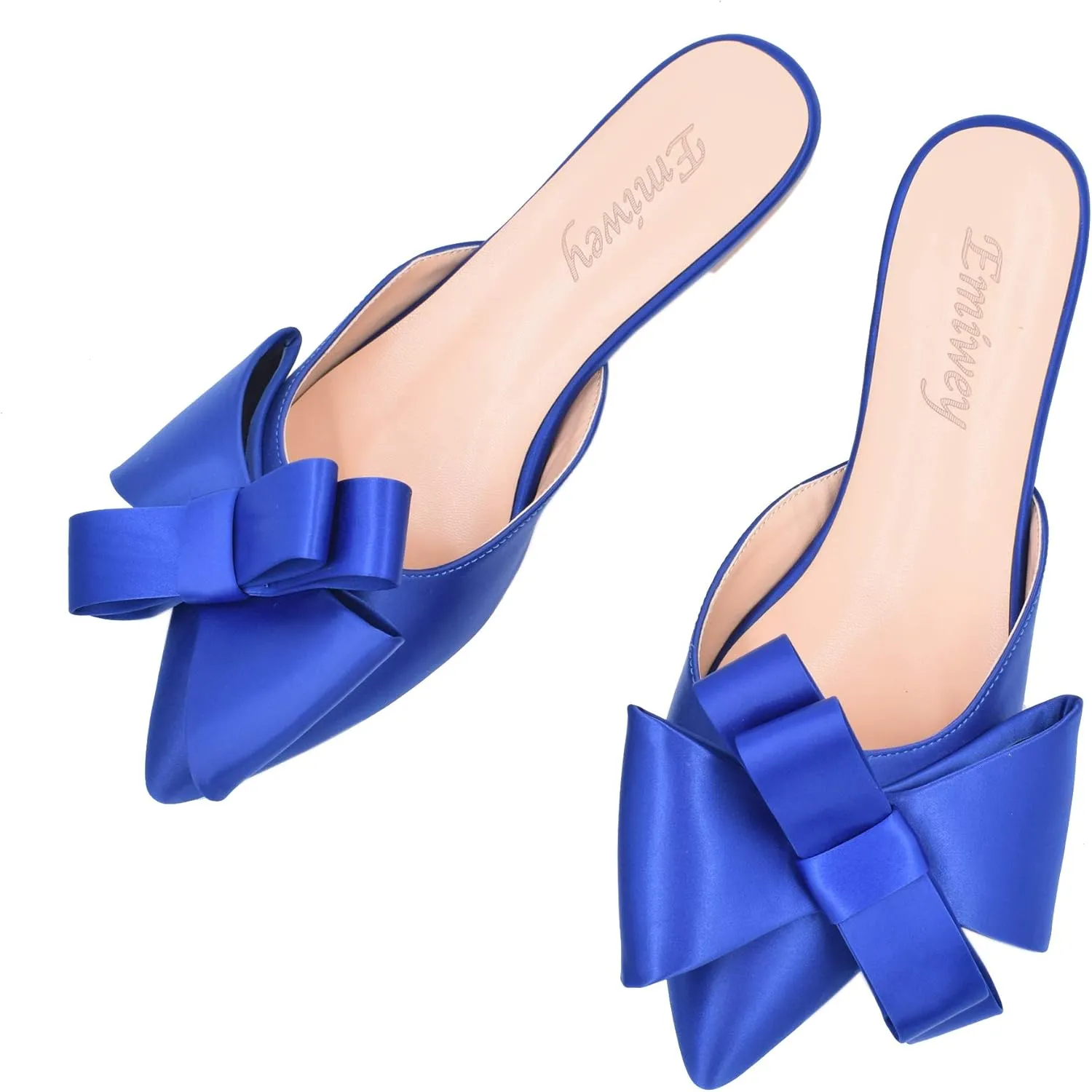 Pointed Toe Bow-Knot Flat Backless Slip On Slide Mules for Women