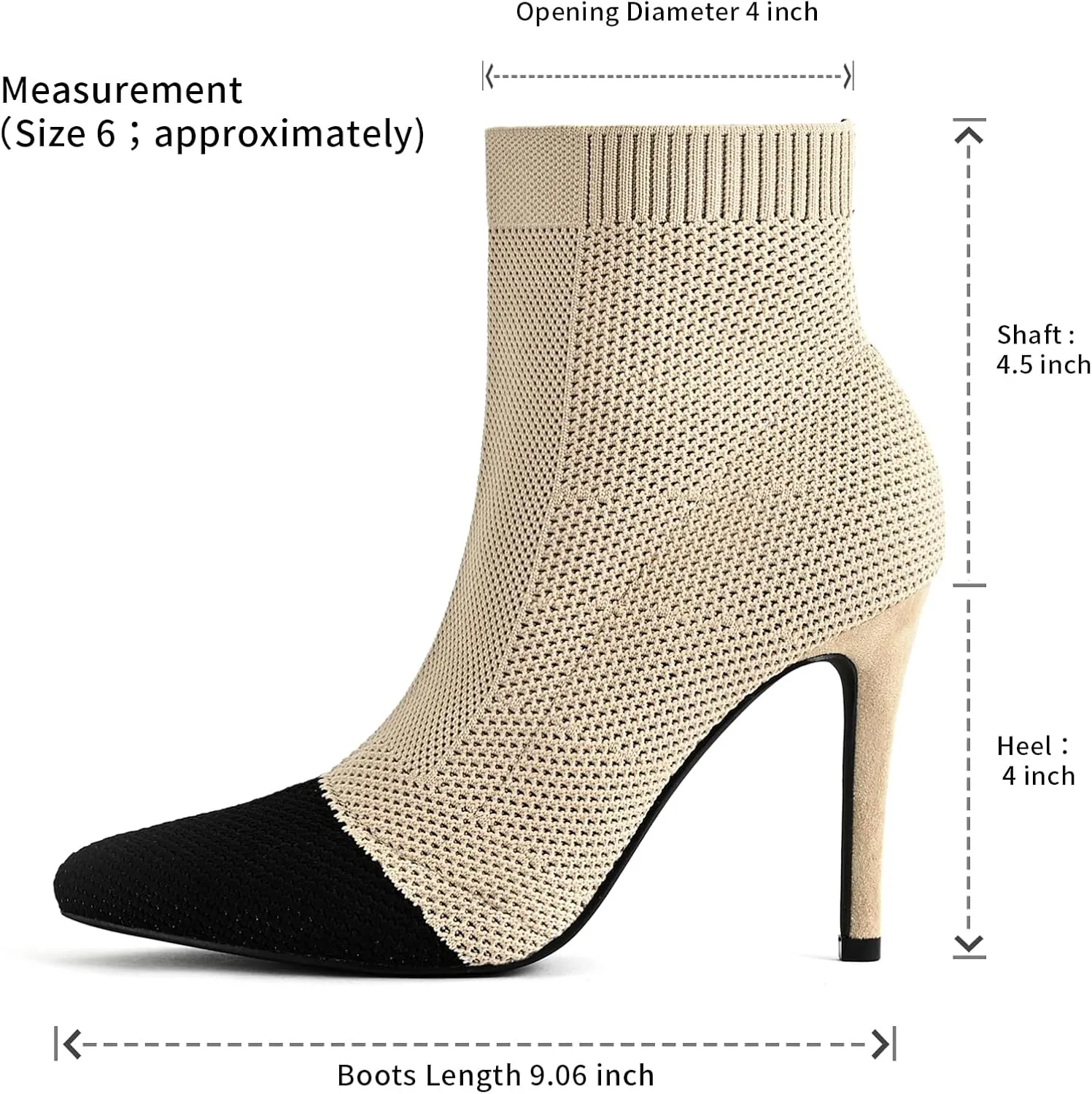 Pointed Toe Stiletto Ankle Boots for Women Trendy 4 in High Heel Sock booties