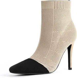 Pointed Toe Stiletto Ankle Boots for Women Trendy 4 in High Heel Sock booties