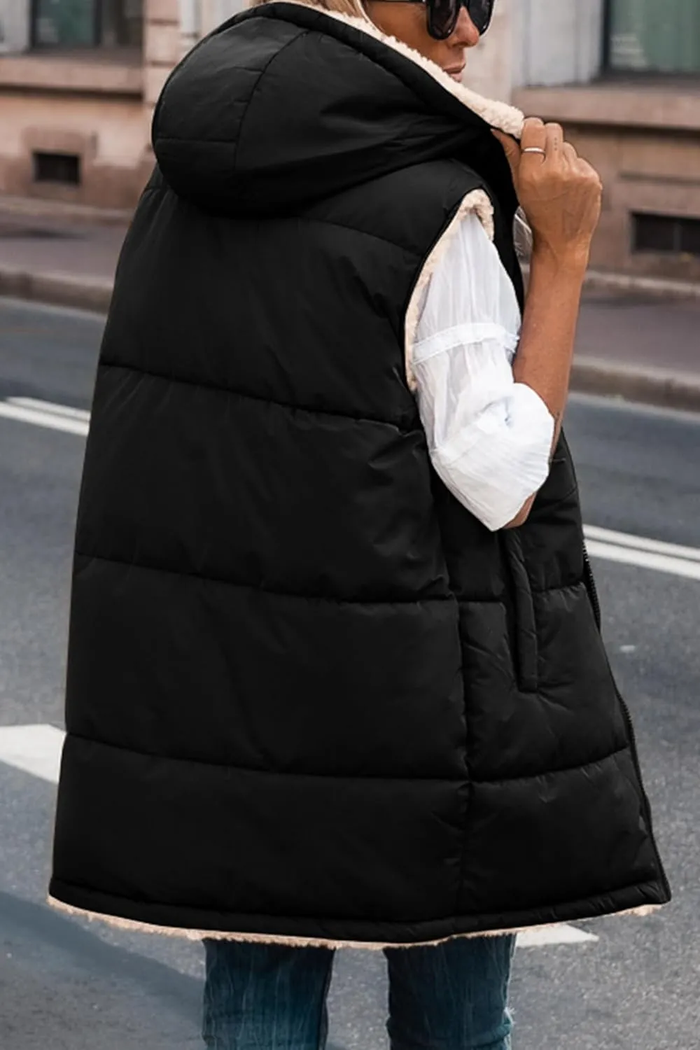 PRETTYGARDEN Womens 2025 Fall Reversible Vests Sleeveless Fleece Jacket Zip Up Hoodie Pockets Long Warm Winter Coat Outerwear