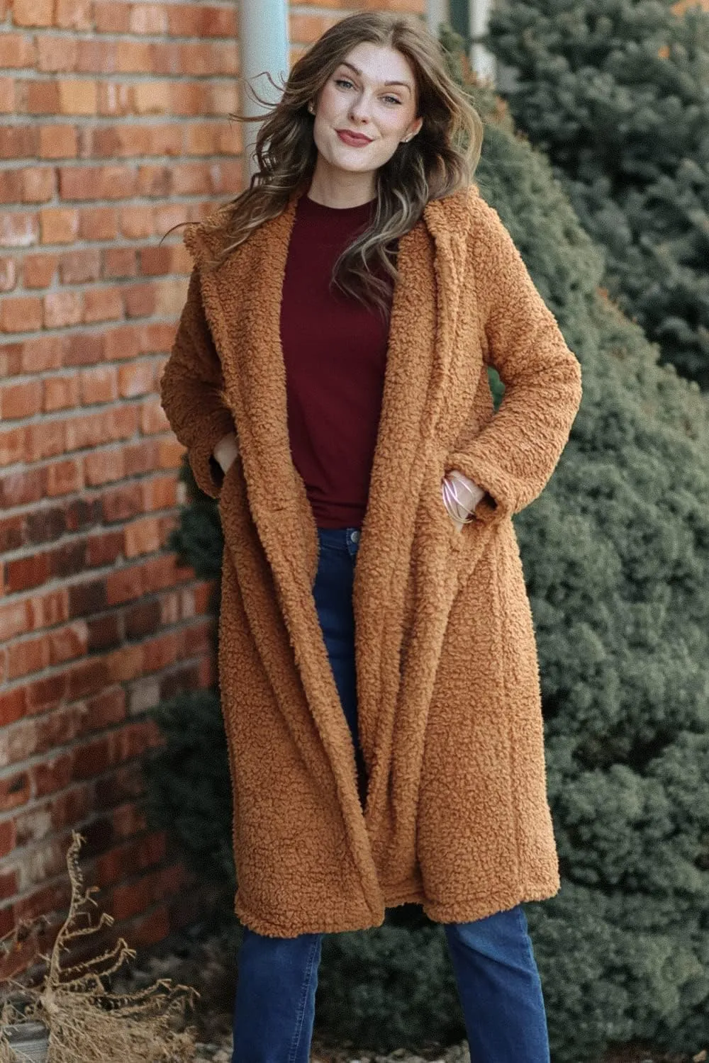 PRETTYGARDEN Women's Fashion Winter Coats Fuzzy Fleece Long Hooded Jackets Button Down Faux Fur Warm Outerwear
