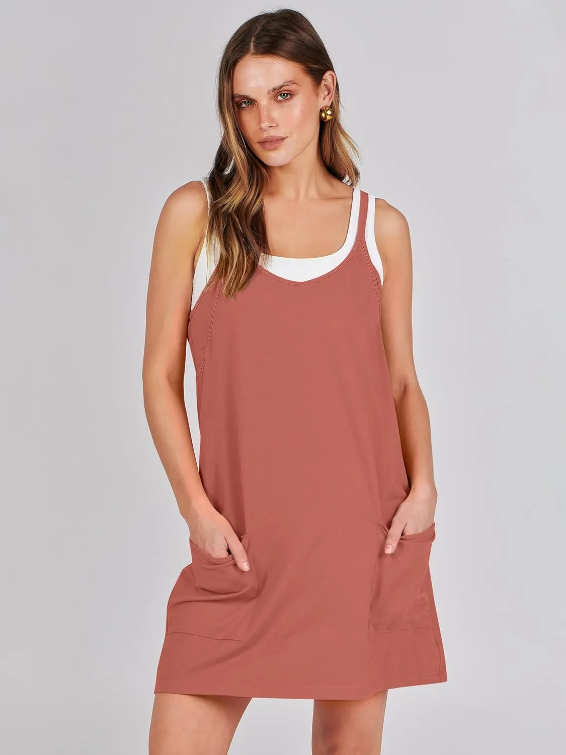 Prinbara Women Athletic Tennis Dress Summer Workout Sports Mini Romper Dress Built in Shapewear Shorts Sundress 2025 Outfits