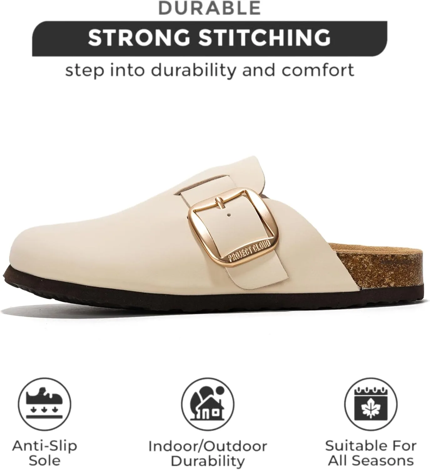 Project Cloud Genuine Leather Clogs for Women Shoes - Memory Foam Insole, Non-Slip & Natural Cork Footbed Womens Clogs and Mules 2025 (Manchester)
