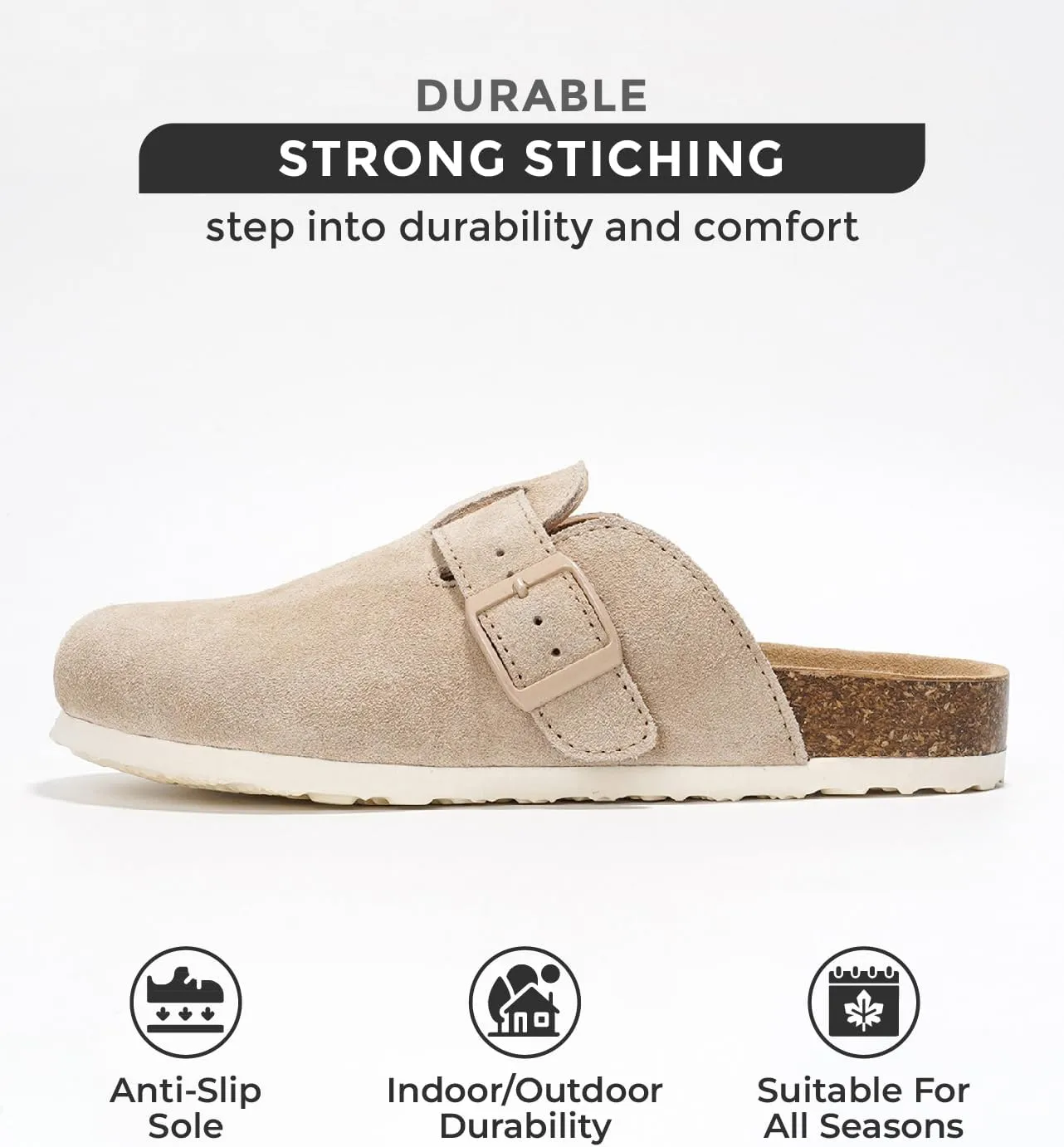 Project Cloud Genuine Leather Footbed Clogs for Women - Memory Foam Arch Support Slippers for Women - Trendy Slip-ons Women's Mules & Clogs Sandals (Benton)