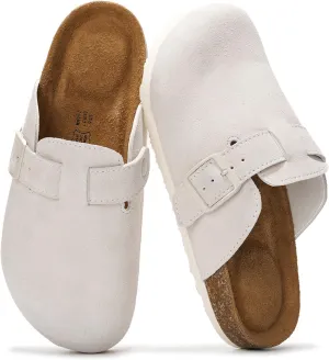 Project Cloud Genuine Leather Footbed Clogs for Women - Memory Foam Arch Support Slippers for Women - Trendy Slip-ons Women's Mules & Clogs Sandals (Benton)