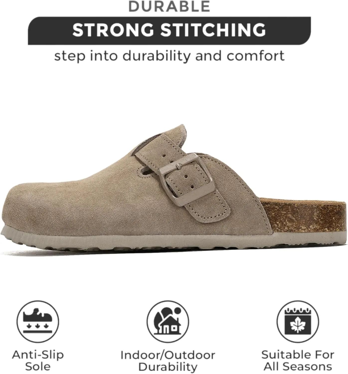 Project Cloud Genuine Leather Footbed Clogs for Women - Memory Foam Arch Support Slippers for Women - Trendy Slip-ons Women's Mules & Clogs Sandals (Benton)
