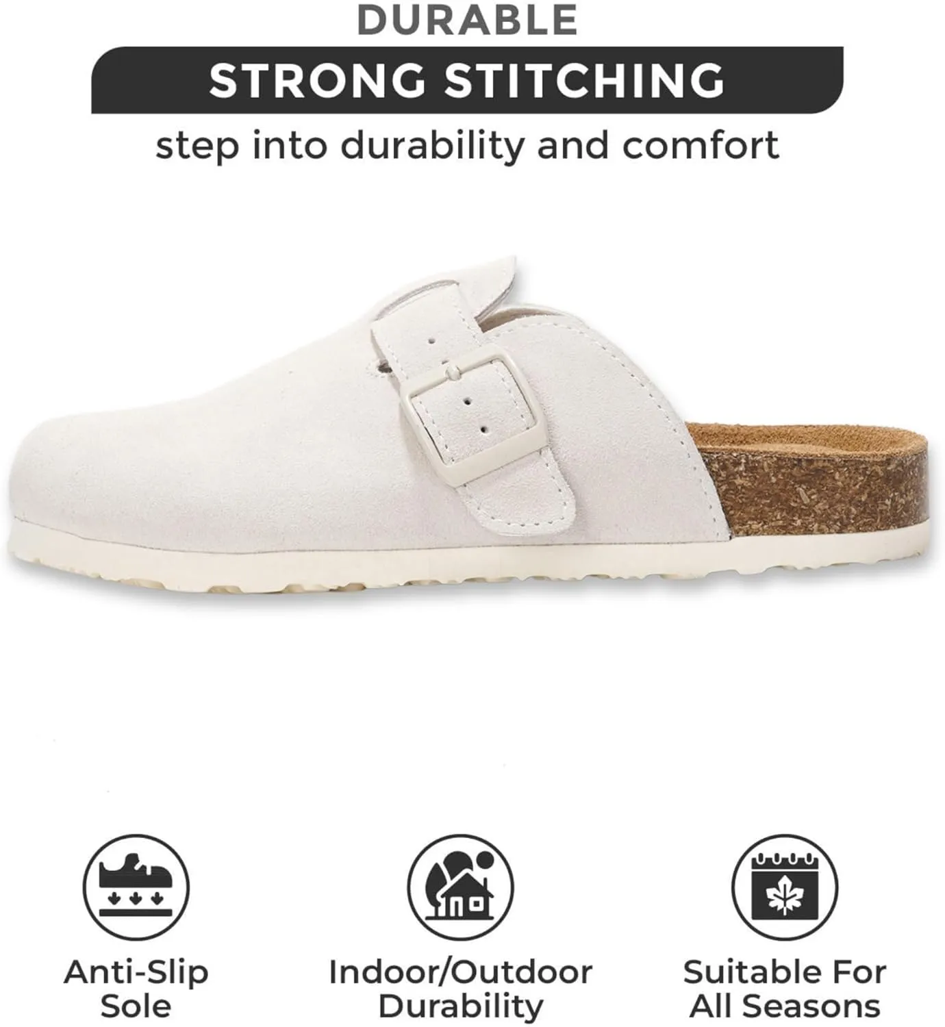 Project Cloud Genuine Leather Footbed Clogs for Women - Memory Foam Arch Support Slippers for Women - Trendy Slip-ons Women's Mules & Clogs Sandals (Benton)