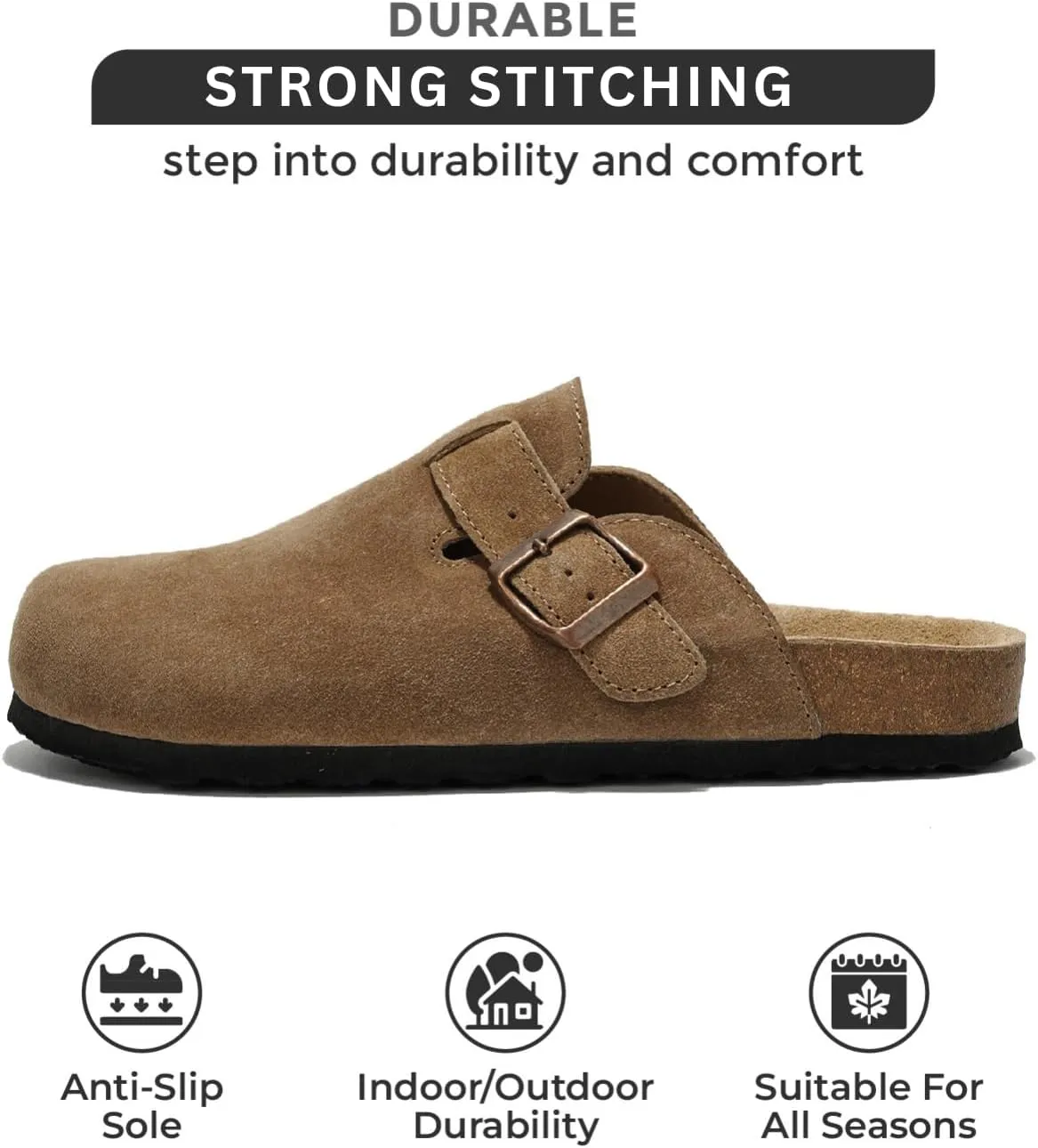 Project Cloud Genuine Leather Footbed Clogs for Women - Memory Foam Arch Support Slippers for Women - Trendy Slip-ons Women's Mules & Clogs Sandals (Benton)