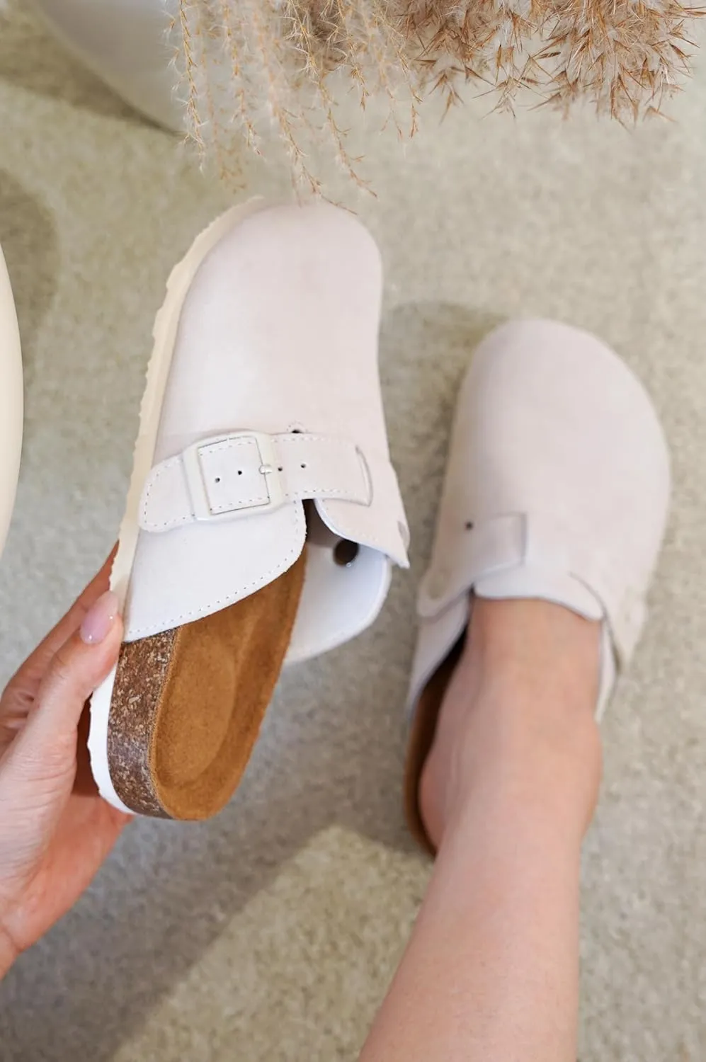 Project Cloud Genuine Leather Footbed Clogs for Women - Memory Foam Arch Support Slippers for Women - Trendy Slip-ons Women's Mules & Clogs Sandals (Benton)