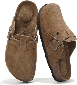 Project Cloud Genuine Leather Footbed Clogs for Women - Memory Foam Arch Support Slippers for Women - Trendy Slip-ons Women's Mules & Clogs Sandals (Benton)
