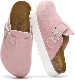 Project Cloud Genuine Leather Platform Clogs for Women Footwear - Memory Foam Arch Support Cork Footbed Casual Shoes & Mules for Women 2025 (Benton Chunky)