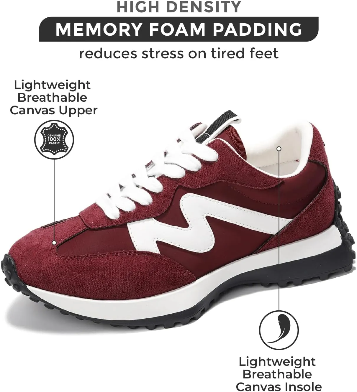 Project Cloud Trendy Sneakers for Women - Memory Foam and Non-Slip Comfortable Casual Ladies Shoes for Womens Fashion Sneakers - Lightweight Lace-up Shoes (Lecco)