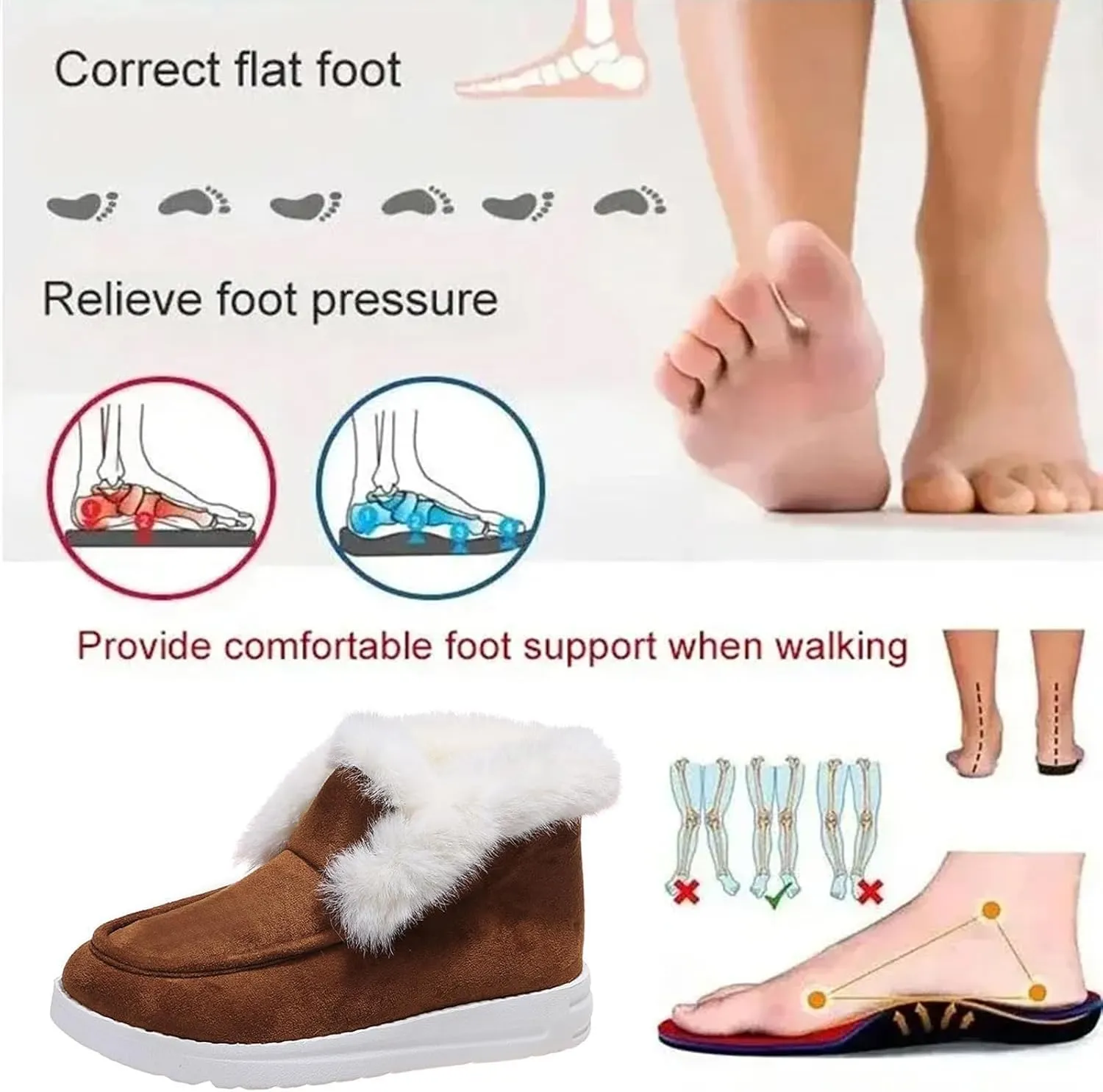 Pubyfun Senior Comfy Winter Ankle Boots Women, Ladies Warm and Comfortable Casual Snow Boots, Slip on Boots