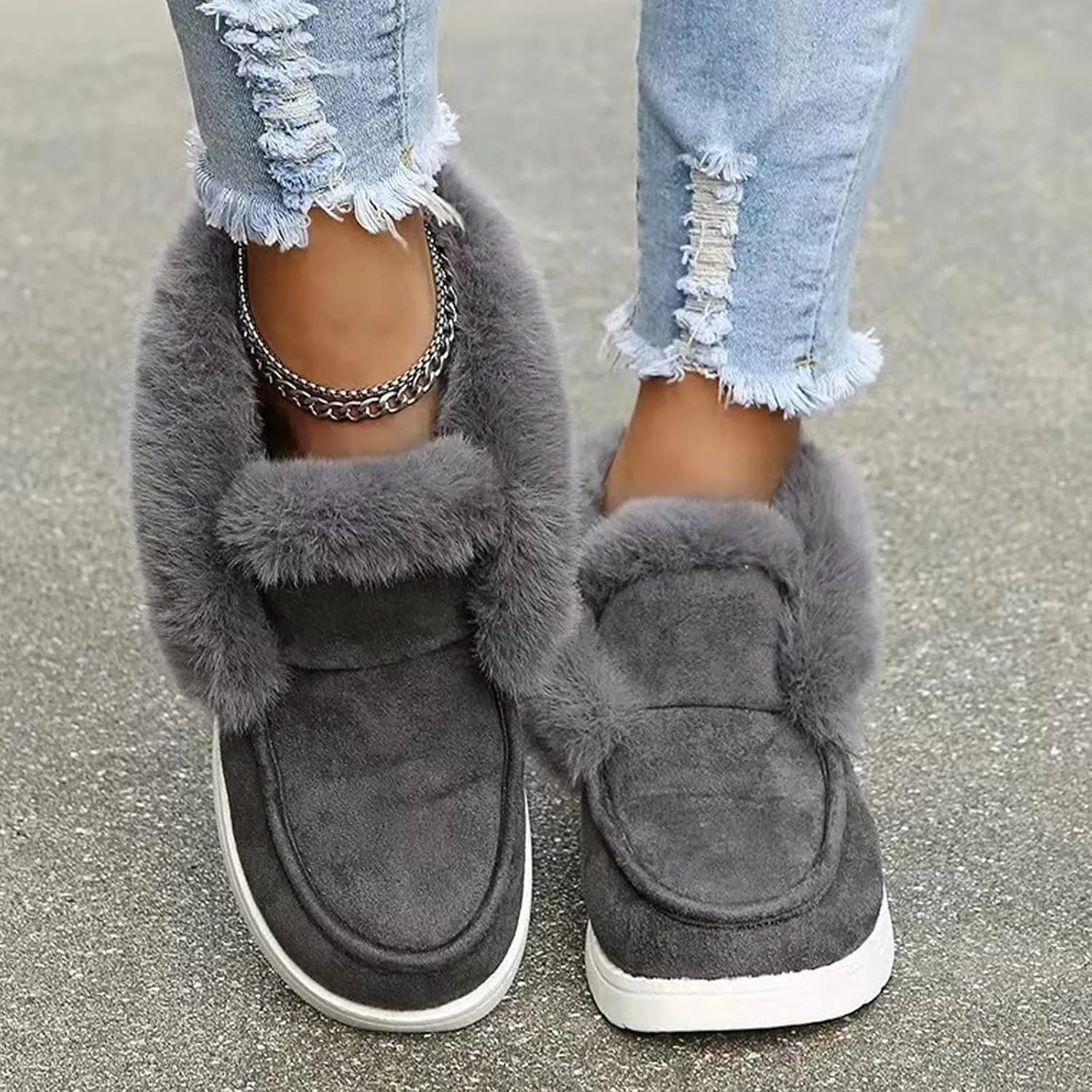 Pubyfun Senior Comfy Winter Ankle Boots Women, Ladies Warm and Comfortable Casual Snow Boots, Slip on Boots