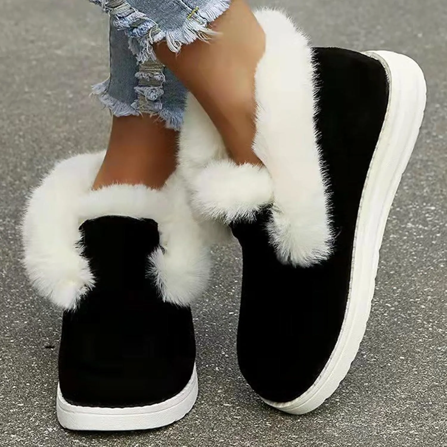 Pubyfun Senior Comfy Winter Ankle Boots Women, Ladies Warm and Comfortable Casual Snow Boots, Slip on Boots