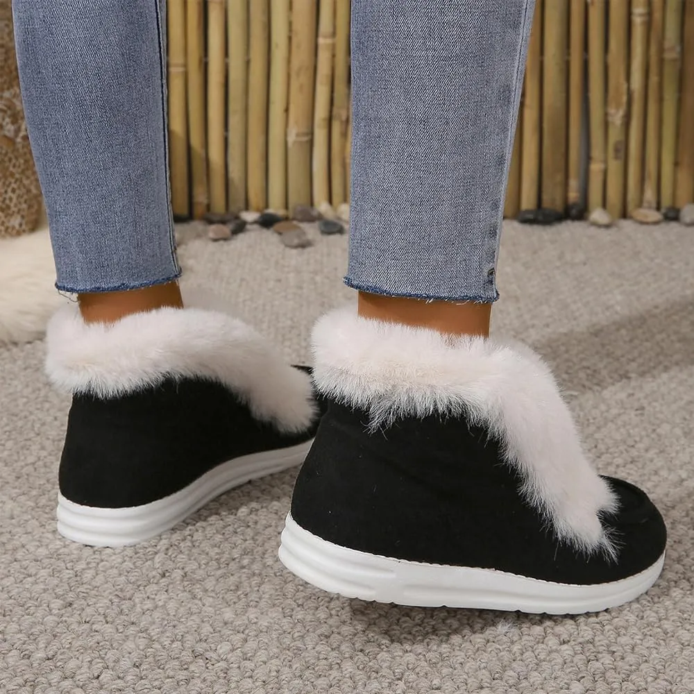 Pubyfun Senior Comfy Winter Ankle Boots Women, Ladies Warm and Comfortable Casual Snow Boots, Women Winter Snow Boots, Fur Lined Warm Slip on Boots