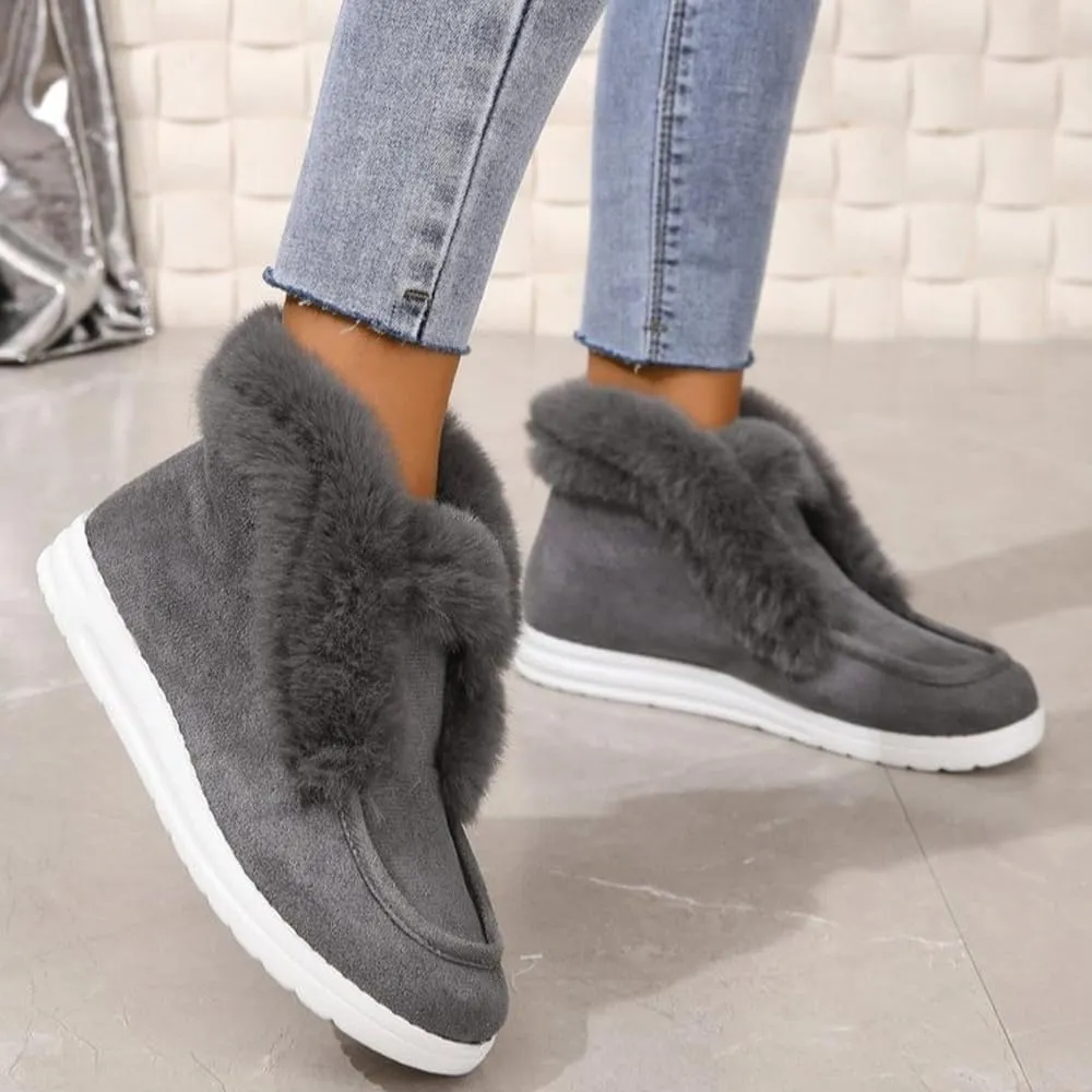 Pubyfun Senior Comfy Winter Ankle Boots Women, Ladies Warm and Comfortable Casual Snow Boots, Women Winter Snow Boots, Fur Lined Warm Slip on Boots