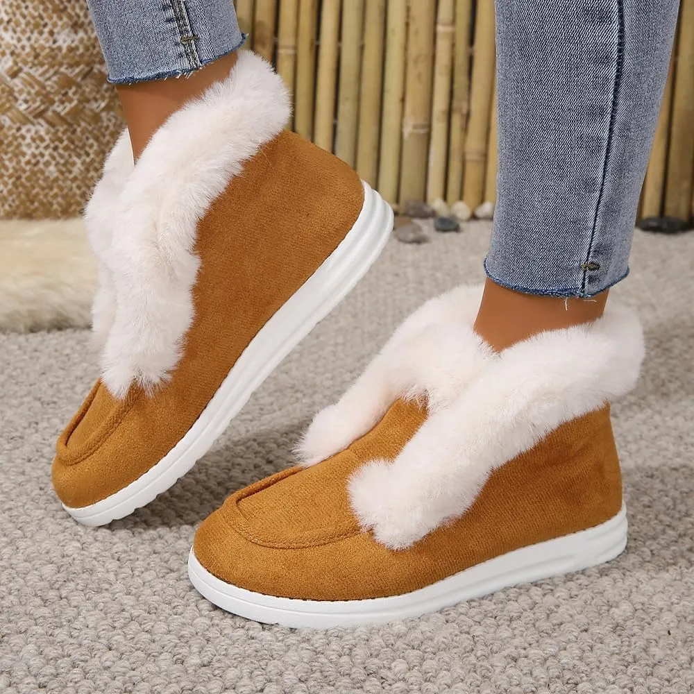 Pubyfun Senior Comfy Winter Ankle Boots Women, Ladies Warm and Comfortable Casual Snow Boots, Women Winter Snow Boots, Fur Lined Warm Slip on Boots