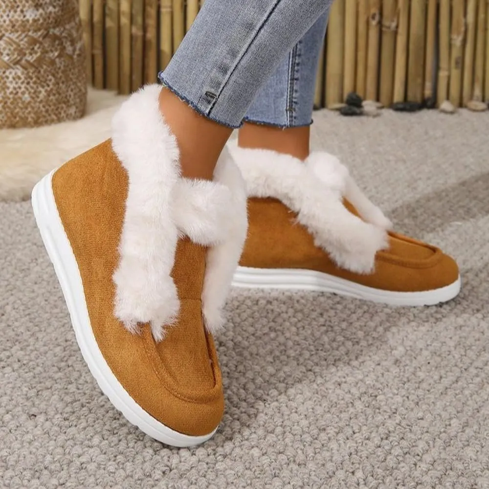 Pubyfun Senior Comfy Winter Ankle Boots Women, Ladies Warm and Comfortable Casual Snow Boots, Women Winter Snow Boots, Fur Lined Warm Slip on Boots