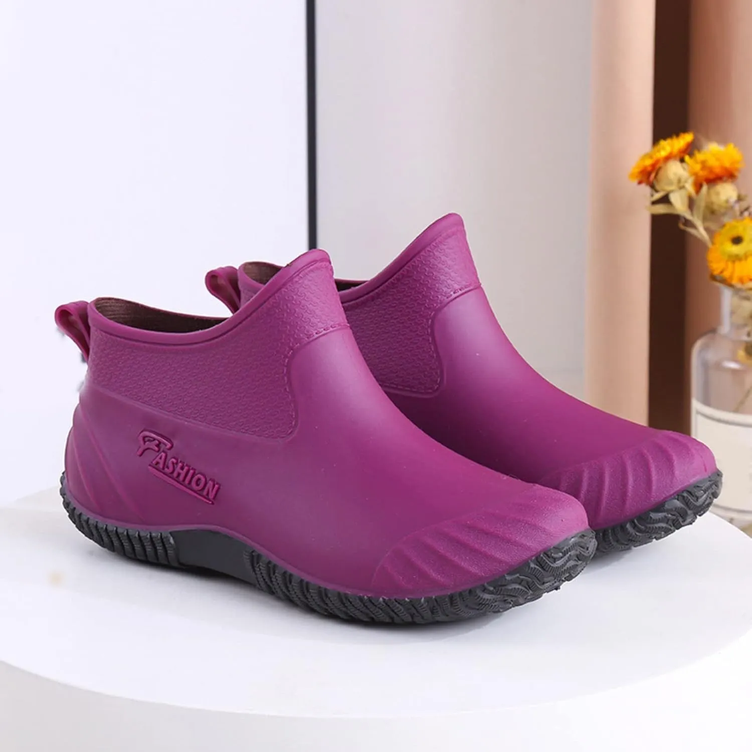 Rainboots Boots Women Wide Width Womens Rain Boots Mid Calf Non Slip Garden Shoes Ladies Comfortable Ankle Shoes