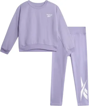 Reebok Toddler Girls' Pants Set - 2 Piece Active Fleece Hoodie Sweatshirt and Leggings for Toddlers and Little Girls (2T-6X)