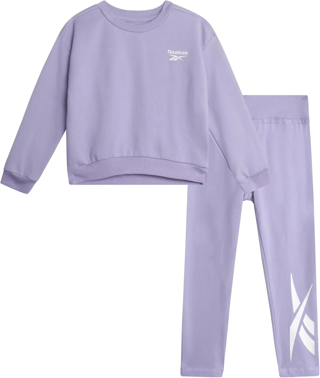 Reebok Toddler Girls' Pants Set - 2 Piece Active Fleece Hoodie Sweatshirt and Leggings for Toddlers and Little Girls (2T-6X)