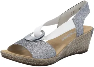 Rieker 624H6 Fanni Women's Wedge Sandals - Lightweight, Comfortable and Supportive - Slip On Sandals with Cushioned Insole and High Wedge for Everyday Stylish Wear