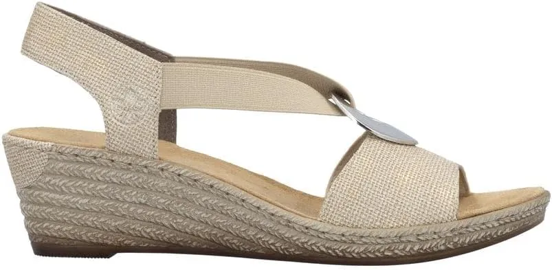 Rieker 624H6 Fanni Women's Wedge Sandals - Lightweight, Comfortable and Supportive - Slip On Sandals with Cushioned Insole and High Wedge for Everyday Stylish Wear