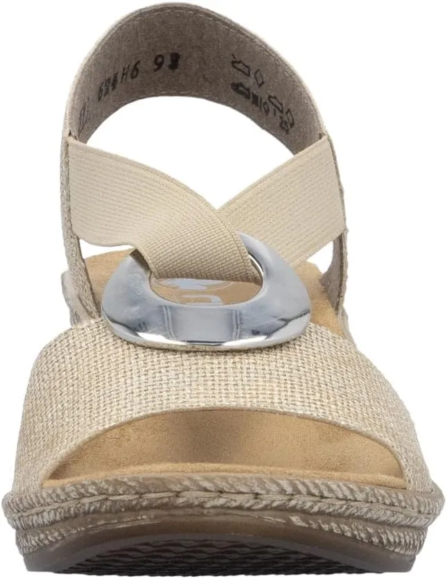 Rieker 624H6 Fanni Women's Wedge Sandals - Lightweight, Comfortable and Supportive - Slip On Sandals with Cushioned Insole and High Wedge for Everyday Stylish Wear