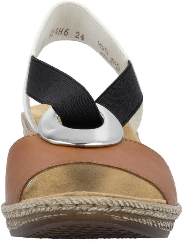 Rieker 624H6 Fanni Women's Wedge Sandals - Lightweight, Comfortable and Supportive - Slip On Sandals with Cushioned Insole and High Wedge for Everyday Stylish Wear