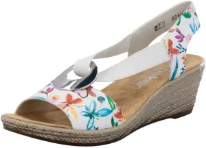 Rieker 624H6 Fanni Women's Wedge Sandals - Lightweight, Comfortable and Supportive - Slip On Sandals with Cushioned Insole and High Wedge for Everyday Stylish Wear