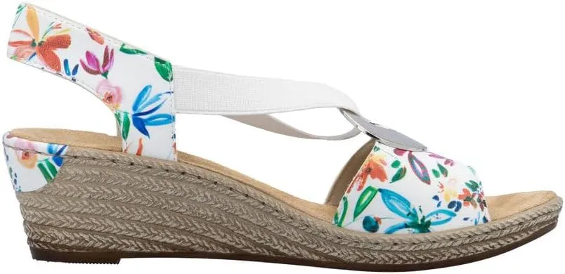 Rieker 624H6 Fanni Women's Wedge Sandals - Lightweight, Comfortable and Supportive - Slip On Sandals with Cushioned Insole and High Wedge for Everyday Stylish Wear