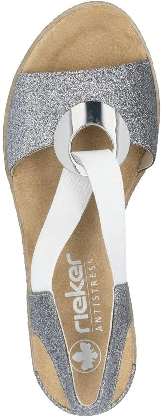 Rieker 624H6 Fanni Women's Wedge Sandals - Lightweight, Comfortable and Supportive - Slip On Sandals with Cushioned Insole and High Wedge for Everyday Stylish Wear