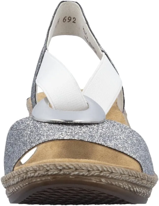 Rieker 624H6 Fanni Women's Wedge Sandals - Lightweight, Comfortable and Supportive - Slip On Sandals with Cushioned Insole and High Wedge for Everyday Stylish Wear