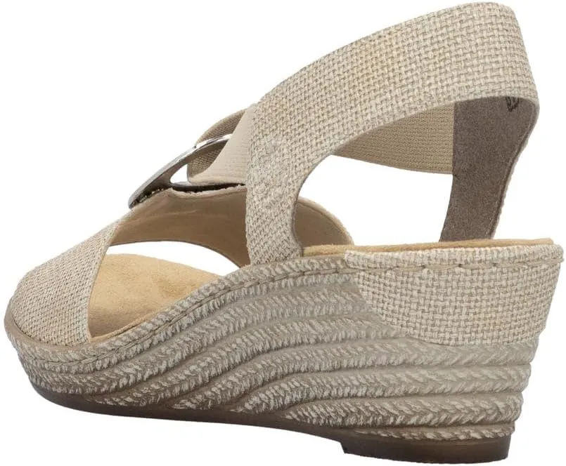 Rieker 624H6 Fanni Women's Wedge Sandals - Lightweight, Comfortable and Supportive - Slip On Sandals with Cushioned Insole and High Wedge for Everyday Stylish Wear