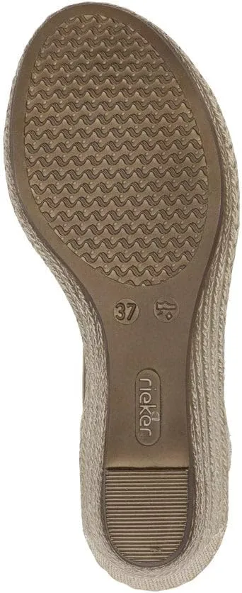 Rieker 624H6 Fanni Women's Wedge Sandals - Lightweight, Comfortable and Supportive - Slip On Sandals with Cushioned Insole and High Wedge for Everyday Stylish Wear