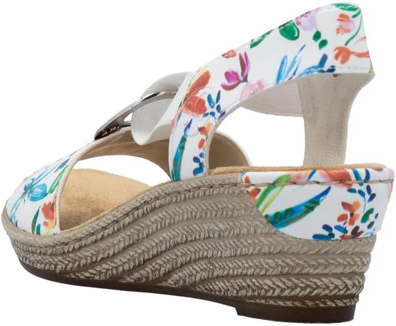 Rieker 624H6 Fanni Women's Wedge Sandals - Lightweight, Comfortable and Supportive - Slip On Sandals with Cushioned Insole and High Wedge for Everyday Stylish Wear