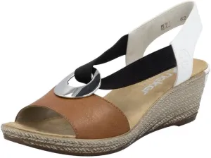 Rieker 624H6 Fanni Women's Wedge Sandals - Lightweight, Comfortable and Supportive - Slip On Sandals with Cushioned Insole and High Wedge for Everyday Stylish Wear