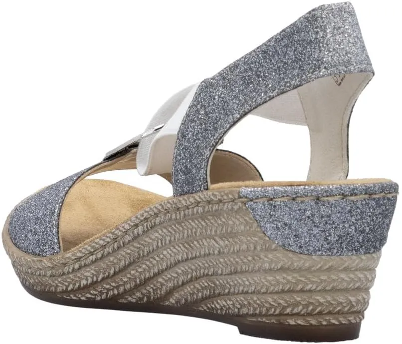 Rieker 624H6 Fanni Women's Wedge Sandals - Lightweight, Comfortable and Supportive - Slip On Sandals with Cushioned Insole and High Wedge for Everyday Stylish Wear