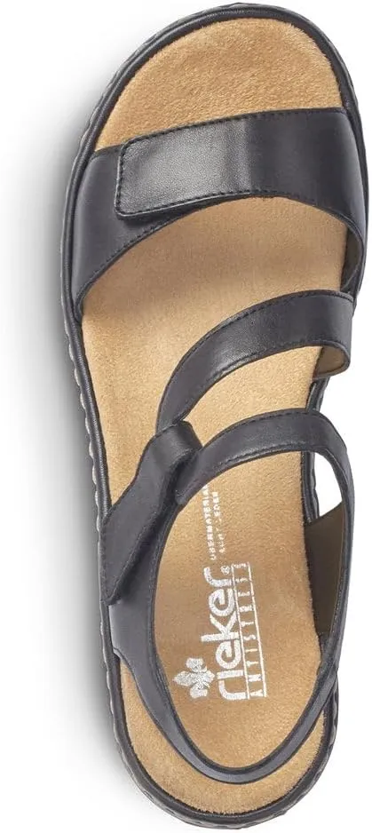 Rieker 659C7 Regina Women's Sandals - Leather, Adjustable Fit, Lightweight Anti-Stress Comfort with Arch Support and Durable Sole for All-Day Walking