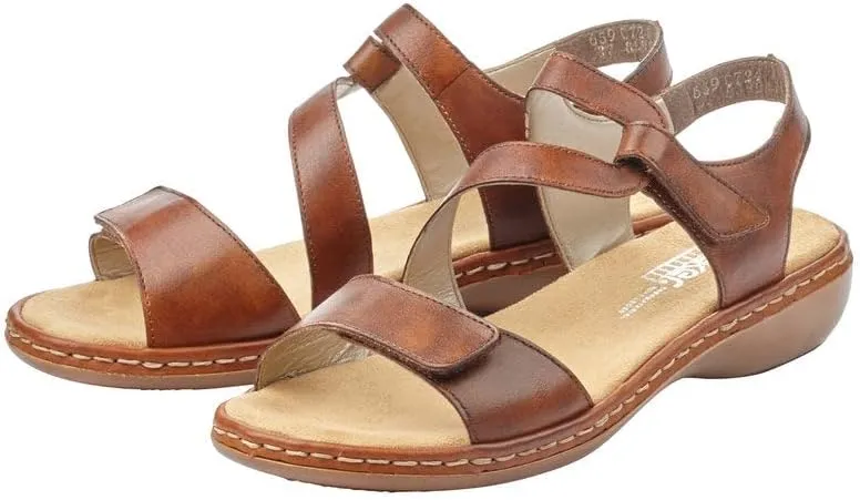 Rieker 659C7 Regina Women's Sandals - Leather, Adjustable Fit, Lightweight Anti-Stress Comfort with Arch Support and Durable Sole for All-Day Walking