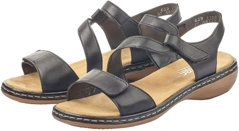 Rieker 659C7 Regina Women's Sandals - Leather, Adjustable Fit, Lightweight Anti-Stress Comfort with Arch Support and Durable Sole for All-Day Walking