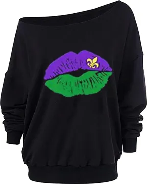 Roshop Women's Loose Baggy Off Shoulder Cute Easter Peeps Long Sleeve Bunny Sweatshirt Tops