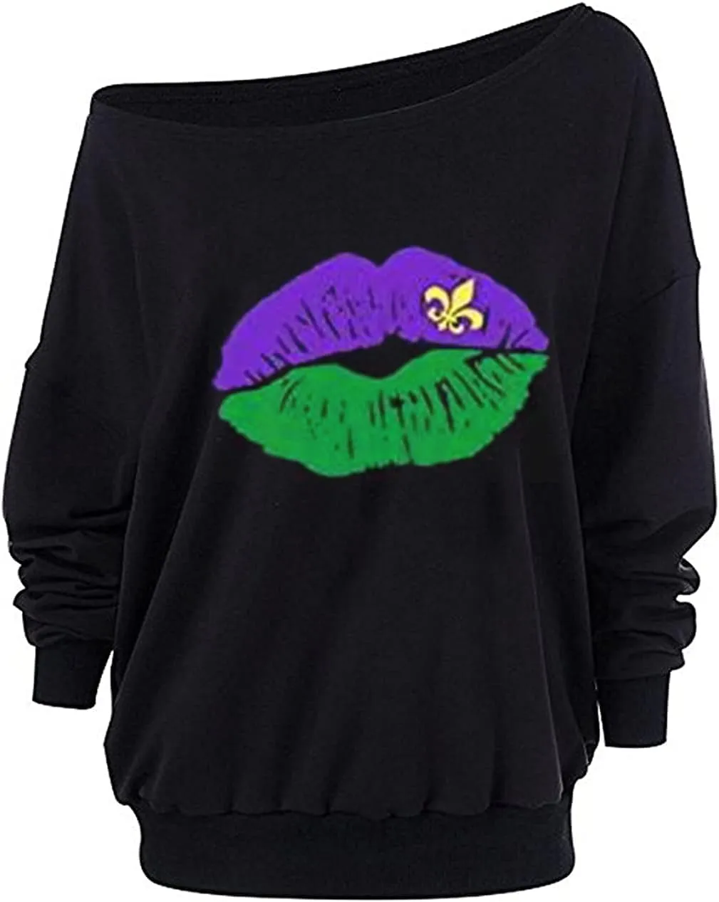 Roshop Women's Loose Baggy Off Shoulder Cute Easter Peeps Long Sleeve Bunny Sweatshirt Tops