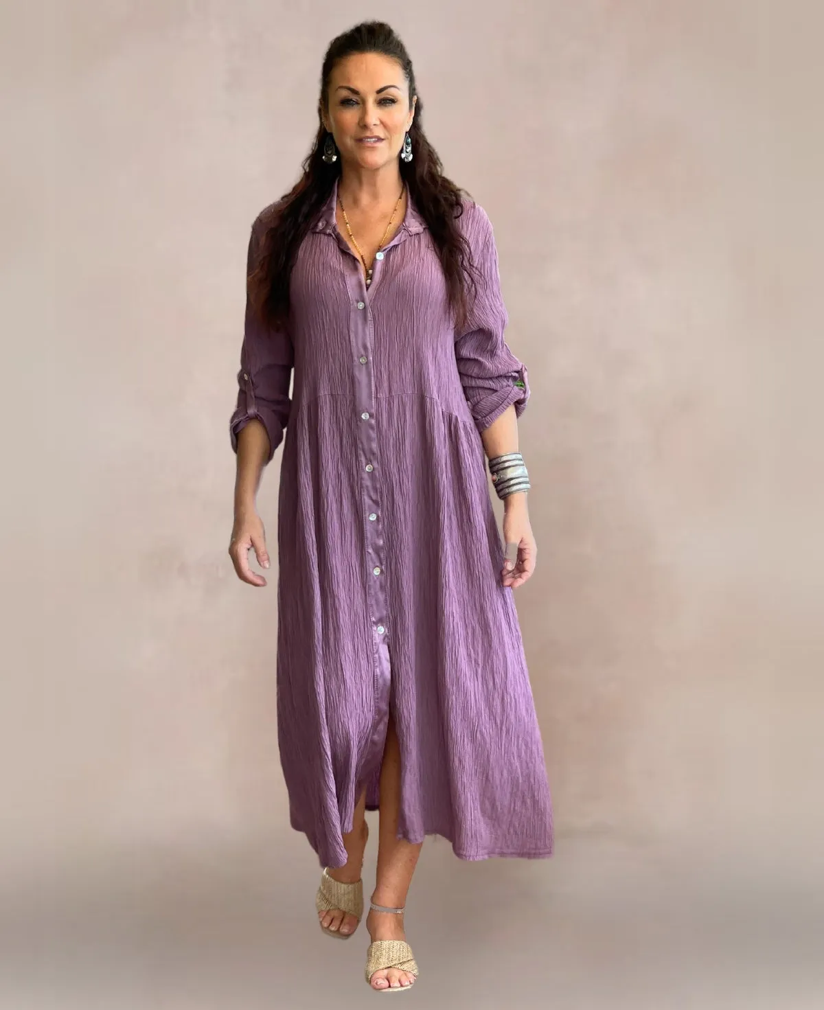 Roxberry Crinkle Shirt Dress - Standard Fit