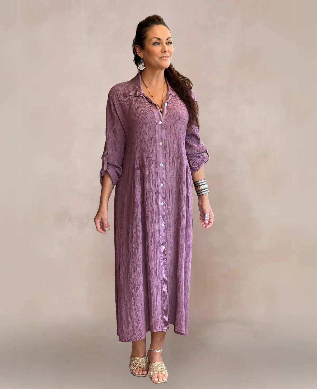 Roxberry Crinkle Shirt Dress - Standard Fit