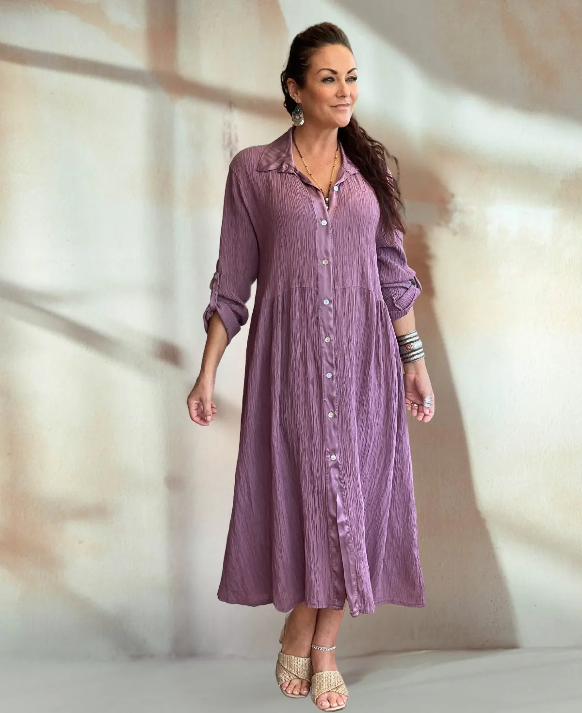 Roxberry Crinkle Shirt Dress - Standard Fit